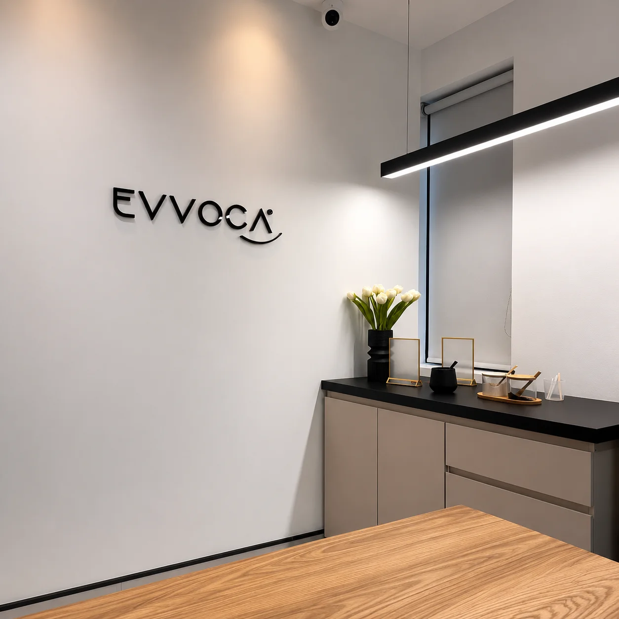 Recepción y sala de espera de EVVOCA en Mérida
